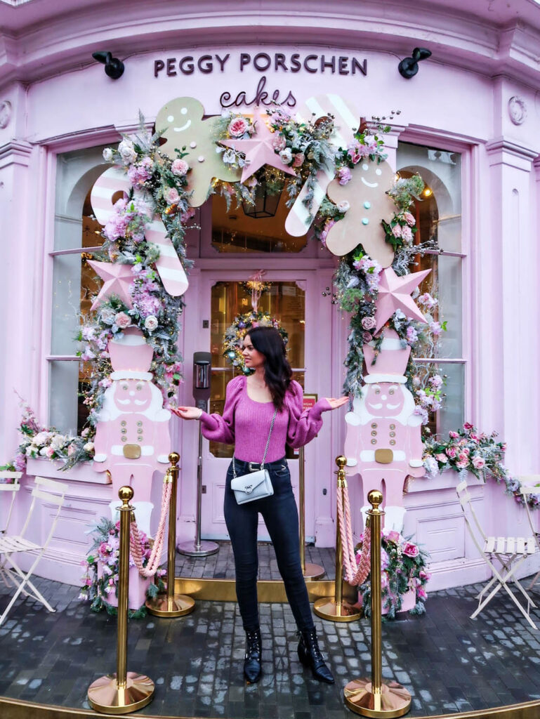 Amy stood outside Peggy Porschen