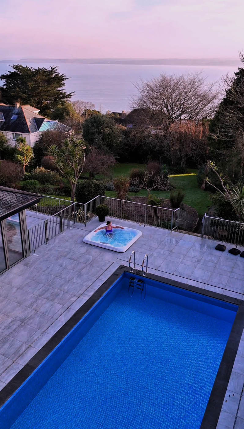 Heated outdoor pool and hot tub